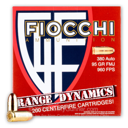 Large image of Bulk 380 Auto Ammo For Sale - 95 Grain FMJ Ammunition in Stock by Fiocchi - 200 Rounds