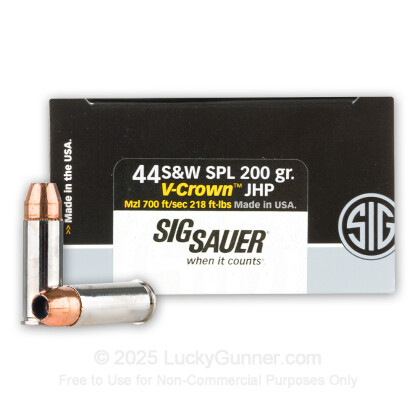 Large image of Premium 44 Special Ammo For Sale - 200 Grain JHP Ammunition in Stock by SIG Sauer V-Crown - 20 Rounds