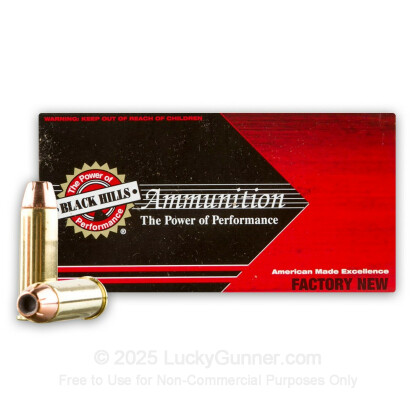 Large image of Premium 44 Mag Ammo For Sale - 240 Grain JHP Ammunition in Stock by Black Hills - 50 Rounds