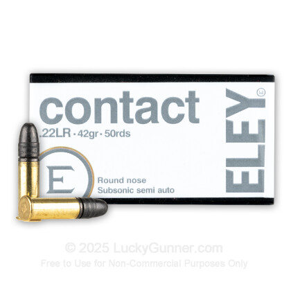 Large image of Premium 22 LR Ammo For Sale - 42 Grain LRN Ammunition in Stock by Eley Contact - 50 Rounds