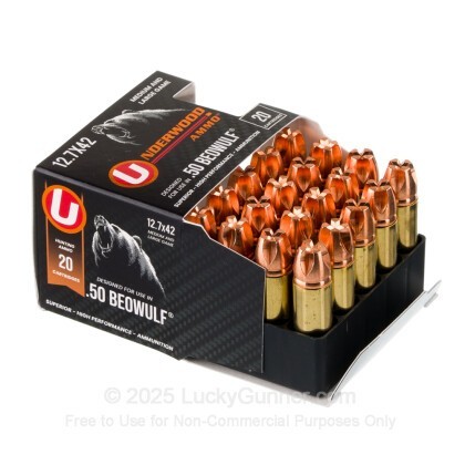 Large image of Underwood 50 Beowulf Ammo For Sale - 350 Grain Xtreme Penetrator - 20 Rounds