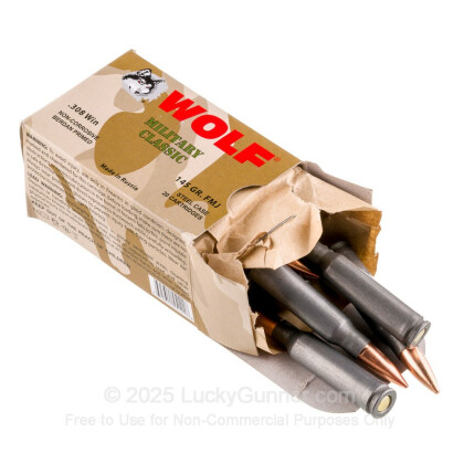 Large image of 308 Winchester 145 grain full metal jacket Wolf WPA Ammo For Sale