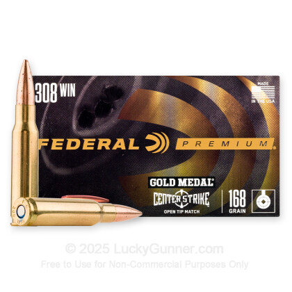 Premium 308 Ammo For Sale - 168 Grain OTM Ammunition in Stock by Federal  Gold Medal CenterStrike - 20 Rounds