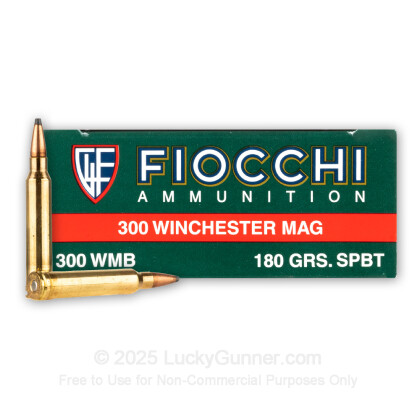 Large image of Premium 300 Winchester Magnum Ammo For Sale - 180 Grain SPBT Ammunition in Stock by Fiocchi - 20 Rounds