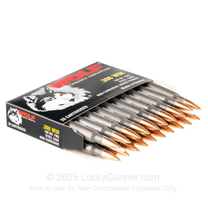 Large image of Cheap 308 Ammo For Sale - 150 Grain FMJ Ammunition in Stock by Wolf Performance - 20 Rounds