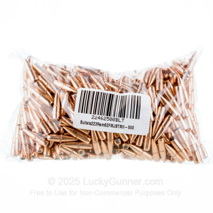 Large image of Bulk 223 Rem Bullets (.224) For Sale - 62 Grain FMJ-BT Bullets in Stock by General Dynamics - 500