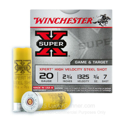 Large image of 20 Gauge Ammo - 2-3/4" Steel Shot Game and Target shells - 73/4 oz - #7 - Winchester Super X - 25 Rounds
