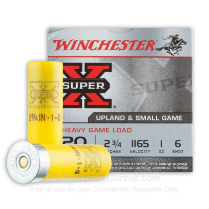 Large image of 20 Gauge Ammo - Winchester Super-X Heavy Game Load 2-3/4" #6 Shot - 250 Rounds