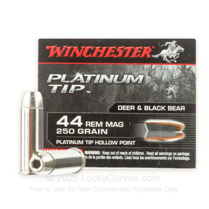 Large image of Premium 44 Mag Ammo For Sale - 250 Grain JHP Ammunition in Stock by Winchester Platinum Tip - 20 Rounds