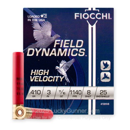 Large image of Bulk 410 Bore Ammo For Sale - 3” 11/16oz. #8 Shot Ammunition in Stock by Fiocchi - 250 Rounds
