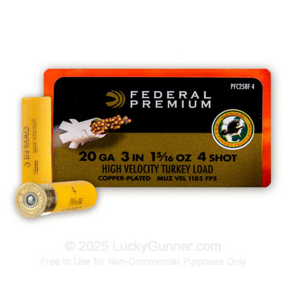 Large image of Premium 20 Gauge Ammo For Sale - 3" 1-5/16 oz. #4 Shot Ammunition in Stock by Federal Mag-Shok Turkey Load - 10 Rounds