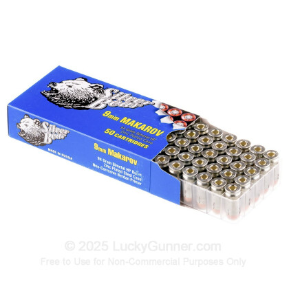 Large image of Cheap 9x18mm Makarov Ammo For Sale – 94 Grain JHP Ammunition in Stock by Silver Bear - 50 Rounds