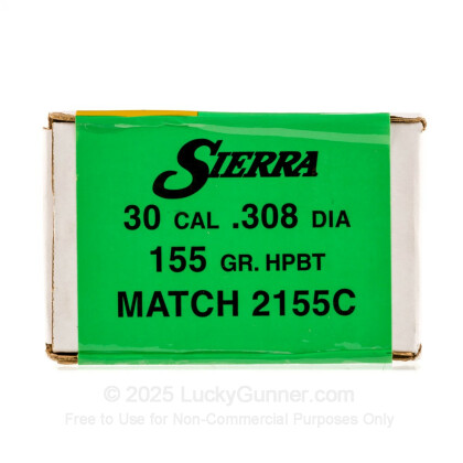 Large image of Bulk 308 Win (.308) Bullets for Sale - 155 Grain HPBT Bullets in Stock by Sierra - 500