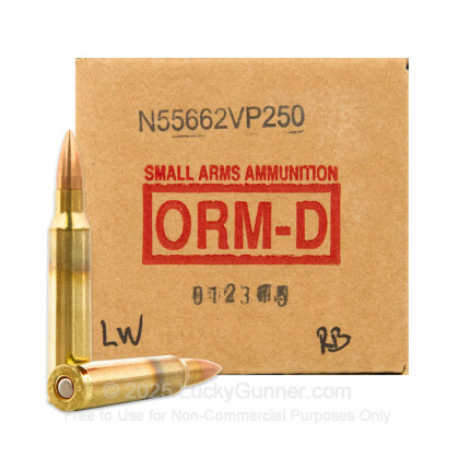 Large image of 5.56x45mm Ammo - American Quality Ammunition 62gr FMJ - 250 Rounds