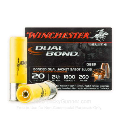 Large image of 20 Gauge Ammo - Winchester Dual Bond 2-3/4" 260gr Sabot Slug - 5 Rounds