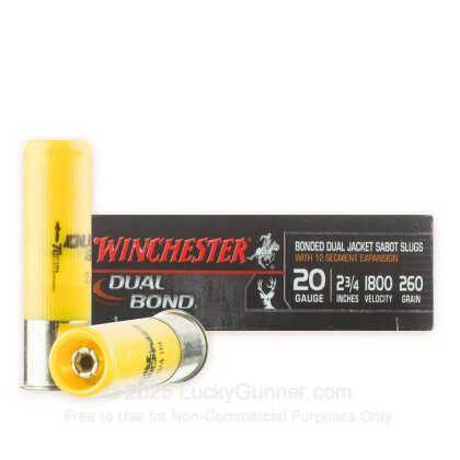 Large image of 20 Gauge Ammo - Winchester Dual Bond 2-3/4" 260gr Sabot Slug - 5 Rounds