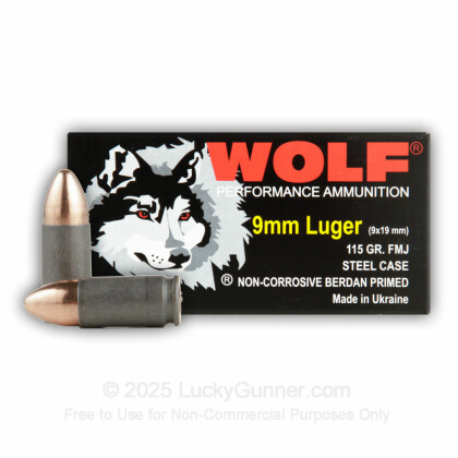 Image 1 of Wolf 9mm Luger (9x19) Ammo
