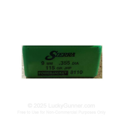 Large image of Bulk 9mm (.355") Bullets for Sale - 115 Grain JHP Bullets in Stock by Sierra - 100