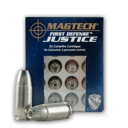 Large image of 9mm Luger +P Ammo For Sale - 92.6 gr SCHP Magtech First Defense Justice Ammunition In Stock - 20 Rounds