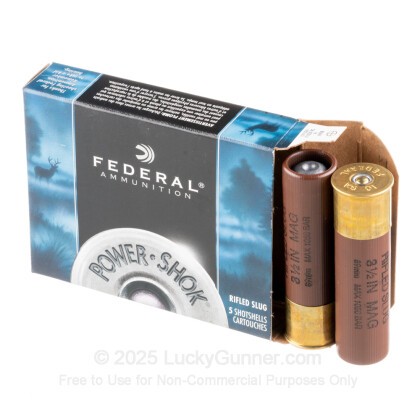 Large image of Cheap 10 Gauge Ammo For Sale - 3-1/2” 1-3/4oz. Rifled Hollow Point Slug Ammunition in Stock by Federal Power-Shok - 5 Rounds