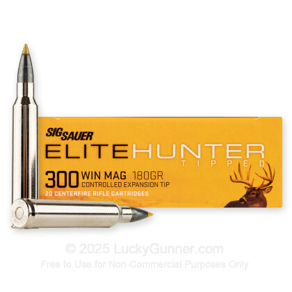 Large image of Premium 300 Winchester Magnum Ammo For Sale - 180 Grain Polymer Tip Ammunition in Stock by Sig Sauer Elite Hunter - 20 Rounds