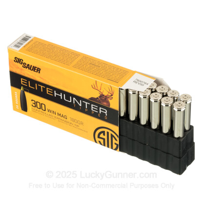 Large image of Premium 300 Winchester Magnum Ammo For Sale - 180 Grain Polymer Tip Ammunition in Stock by Sig Sauer Elite Hunter - 20 Rounds