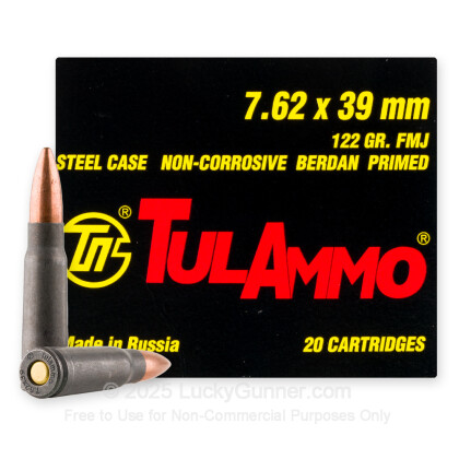 Large image of Bulk 7.62x39 Ammo In Stock - 122 gr FMJ - 7.62x39 Ammunition by Tula Cartridge Works For Sale - 1000 Rounds