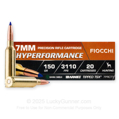 Large image of Fiocchi Hyperformance 7mm PRC Ammo For Sale - 150 Grain TTSX - 20 Rounds