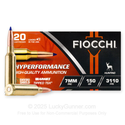 Large image of Fiocchi Hyperformance 7mm PRC Ammo For Sale - 150 Grain TTSX - 20 Rounds