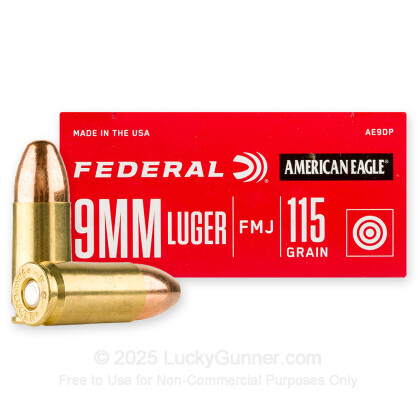 Large image of Bulk 9mm Ammo For Sale - 115 gr FMJ - Federal American Eagle 1000 Round Cases