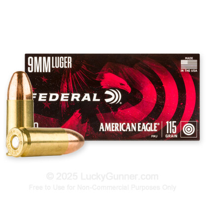 Large image of Bulk 9mm Ammo For Sale - 115 gr FMJ - Federal American Eagle 1000 Round Cases