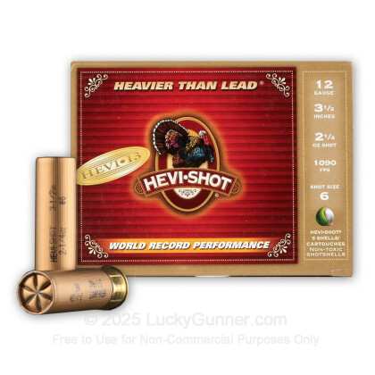 Large image of Premium 12 Gauge Ammo For Sale - 3-1/2" 2-1/4 oz. #6 Shot Ammunition in Stock by Hevi-Shot Hevi-13 Turkey - 5 Rounds