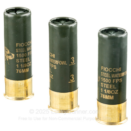 Large image of Bulk 12 Gauge Ammo For Sale - 3" 1-1/8 oz. #3 Steel Shot Shot Ammunition in Stock by Fiocchi - 250 Rounds