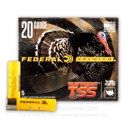 Large image of Premium 20 Gauge Ammo For Sale - 3” 1-5/8oz. #8/10 Shot Ammunition in Stock by Federal Heavyweight TSS - 5 Rounds