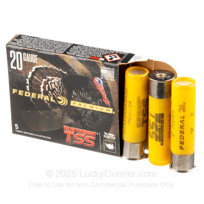 Large image of Premium 20 Gauge Ammo For Sale - 3” 1-5/8oz. #8/10 Shot Ammunition in Stock by Federal Heavyweight TSS - 5 Rounds