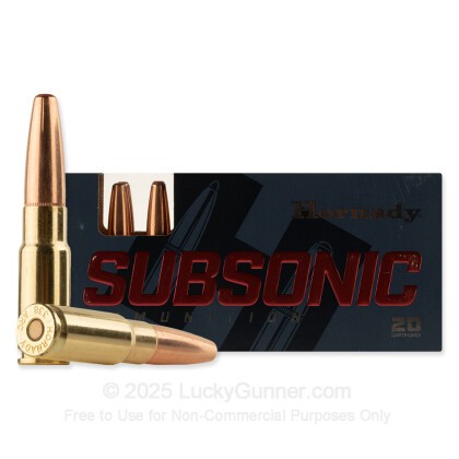 Large image of Hornady Subsonic 338 ARC Ammo For Sale - 307 Grain Sub-X - 20 Rounds