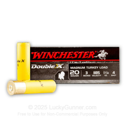 Large image of Premium 20 Gauge Ammo For Sale - 3" 1-1/4 oz. #4 Shot Ammunition in Stock by Winchester Double-X - 10 Rounds