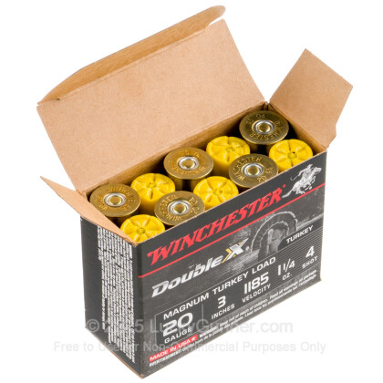 Large image of Premium 20 Gauge Ammo For Sale - 3" 1-1/4 oz. #4 Shot Ammunition in Stock by Winchester Double-X - 10 Rounds