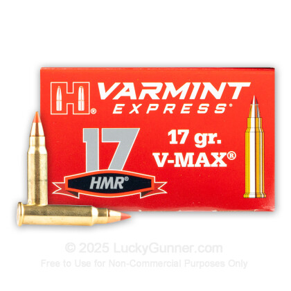 Large image of Cheap 17 HMR Ammo For Sale - 17 gr V-MAX - Hornady Varmint Express Ammunition In Stock - 200 Rounds