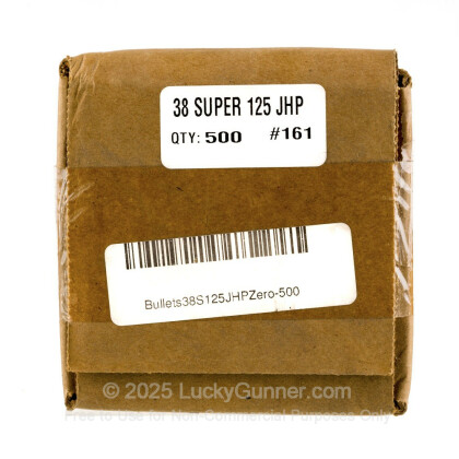 Large image of Premium 38 Super (.356") Bullets for Sale - 125 Grain JHP Bullets in Stock by Zero Bullets - 500 Projectiles