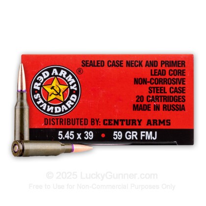 Large image of Cheap 5.45x39 Ammo For Sale - 59 Grain FMJ Ammunition in Stock by Red Army Standard - 20 Rounds
