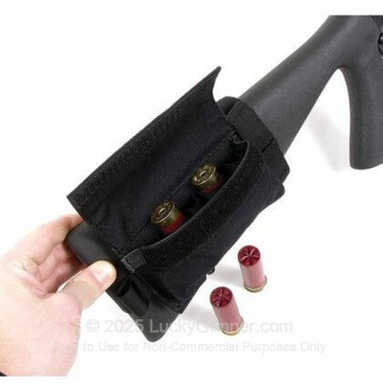 Large image of Buttstock Shell Holder with Lid - Universal Shotgun 5 Round - Fixed Stock - Blackhawk - Black For Sale