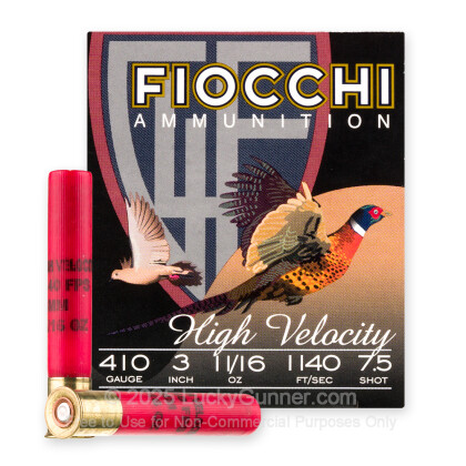 Large image of Cheap 410 Bore Ammo For Sale - 3” 11/16oz. #7.5 Shot Ammunition in Stock by Fiocchi - 25 Rounds