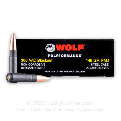 Large image of Bulk 300 AAC Blackout Ammo For Sale - 145 Grain FMJ Ammunition in Stock by Wolf - 500 Rounds