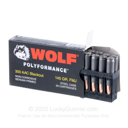 Large image of Bulk 300 AAC Blackout Ammo For Sale - 145 Grain FMJ Ammunition in Stock by Wolf - 500 Rounds