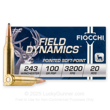 Large image of Cheap 243 Win Ammo In Stock  - 100 gr Fiocchi PSP Ammunition For Sale Online - 20 Rounds