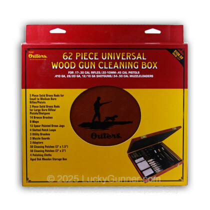 Large image of Outers Universal 62 Piece Wooden Cleaning Kit For Sale -  Universal Calibers - Outers Cleaning Kits For Sale