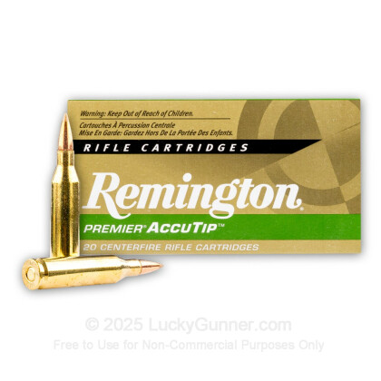 Large image of Premium 243 Win Ammo For Sale - 95 Grain Accutip Polymer Tip Ammunition in Stock by Remington Premier - 20 Rounds