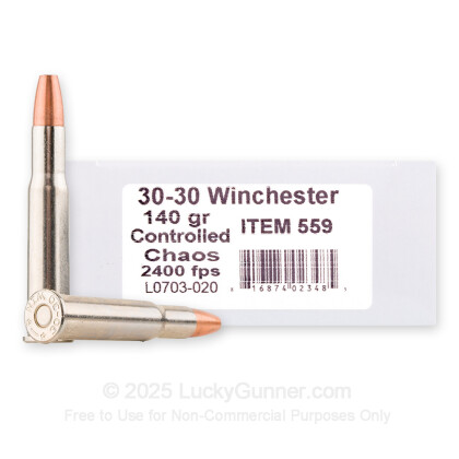 Large image of Underwood 30-30 Ammo For Sale - 140 Grain Controlled Chaos - 20 Rounds