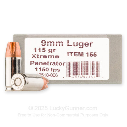 Large image of Underwood 9mm Ammo For Sale - 115 Grain Xtreme Penetrator - 20 Rounds